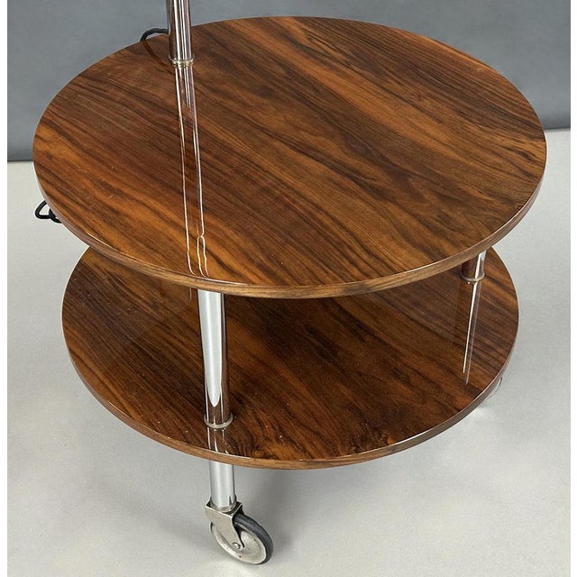 Wood Bauhaus Chrome and Walnut Floor Lamp, 1930s For Sale - Image 7 of 10