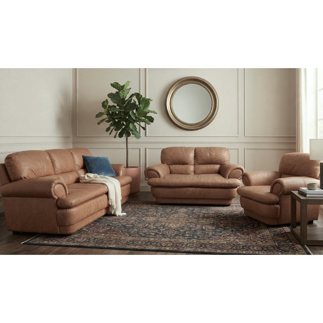 Chateau d'Ax Italian Leather 3 Seater Sofa Y2k For Sale - Image 15 of 15
