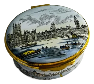 Vintage English Palace of Westminster Enamel Box