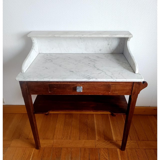 Country House Dressing Table in Wood and Marble, 1940s For Sale - Image 3 of 11