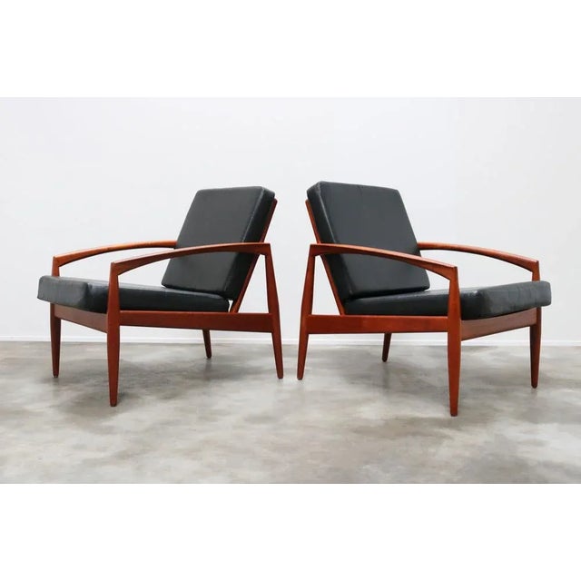 Set of Danish Teak Paper Knife Lounge Chairs in Black by Kai Kristiansen for Magnus Olesen For Sale - Image 13 of 13