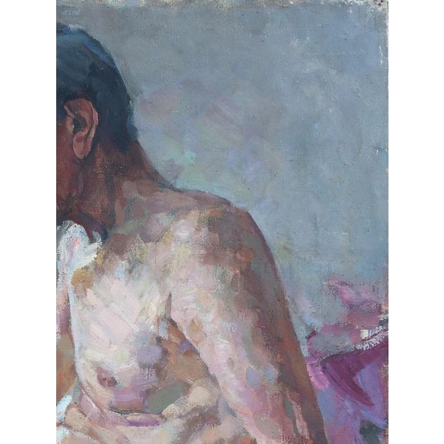 Realism Soviet Man Portrait, Original Oil Painting, Socialist Realism Art 79.5-60 For Sale - Image 3 of 6