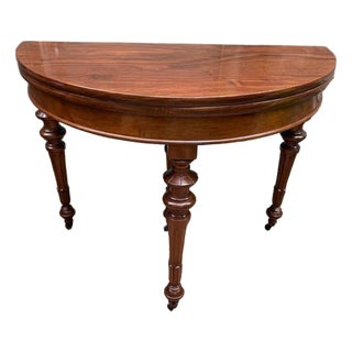 Antique Louis Philippe Style Flip Top /Folding Top Demi Lune Expanding Console Table For Sale