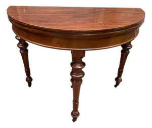 Antique Louis Philippe Style Flip Top /Folding Top Demi Lune Expanding Console Table