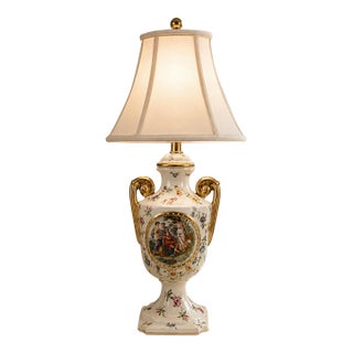 Vintage Victorian Style Ornate Gold Tone Table Lamp For Sale
