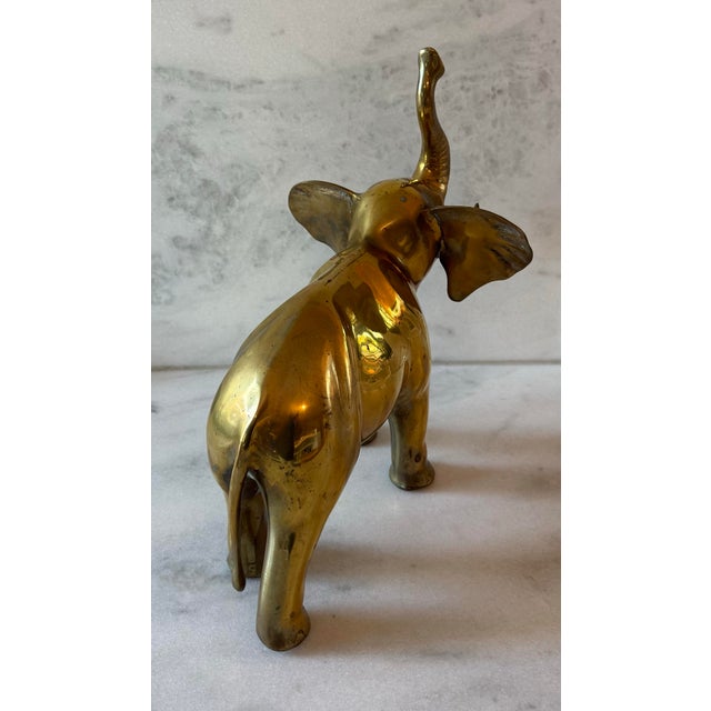Metal Large Vintage Solid Brass Elephant For Sale - Image 7 of 12