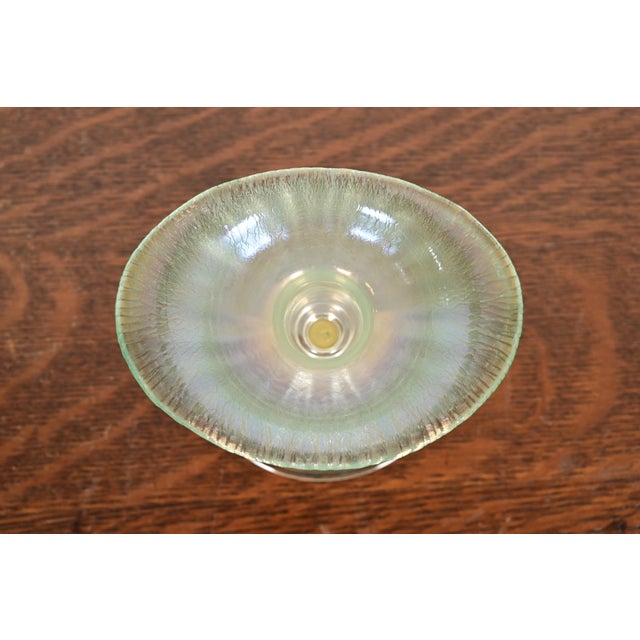 Glass Louis Comfort Tiffany Favrile Pastel Iridescent Art Glass Candlesticks, Pair For Sale - Image 7 of 11