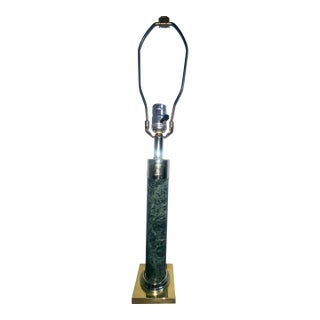 1970s Green Cultured Marble Column Table Lamp For Sale
