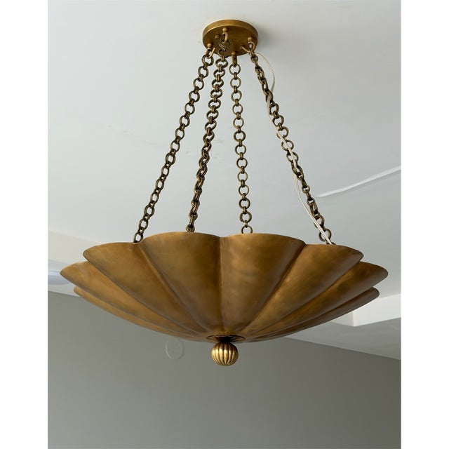 Brass Handmade European Style Pure Brass Scalloped Pendant Light. For Sale - Image 8 of 10