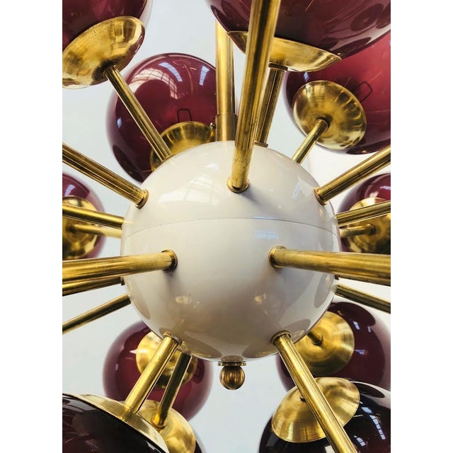 Brass 21st Century Ovale Natural Brass Frosted Amethyst Murano Sputnik Chandelier by Fabio LTD For Sale - Image 8 of 9