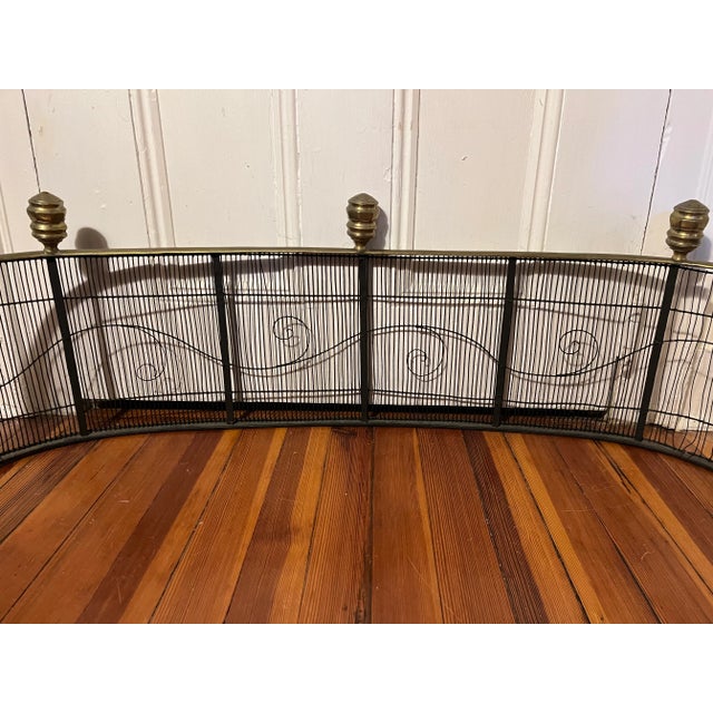 Antique 19th Century American Federal Brass & Iron Fireplace Fender With Urn Finials For Sale - Image 11 of 12
