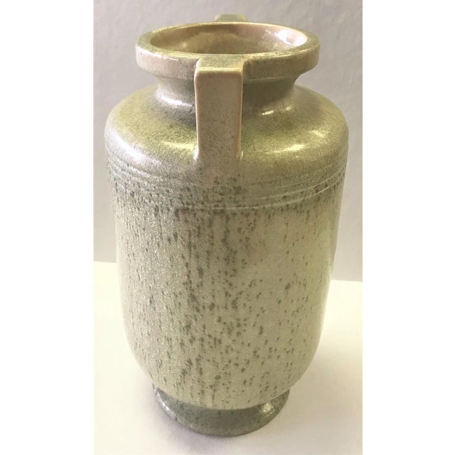 Vintage Mid Century Egyptian Revival Ceramic Urn Vase With Celedon Glaze For Sale - Image 4 of 8