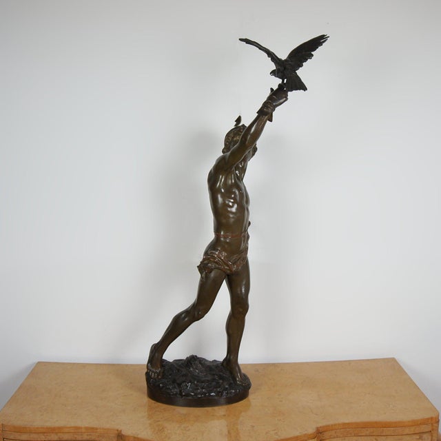 Georges Marie Valentin Bareau, The Falconer, Late 1800s, Bronze For Sale - Image 6 of 8