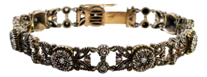 Art Deco Gold and Silver Bracelet with Brilliant-Cut Diamonds and Flakes