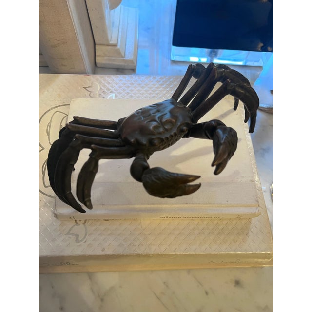 19th Century Okimono Bronze Japanese Crab Sculpture Paperweight For Sale - Image 4 of 11