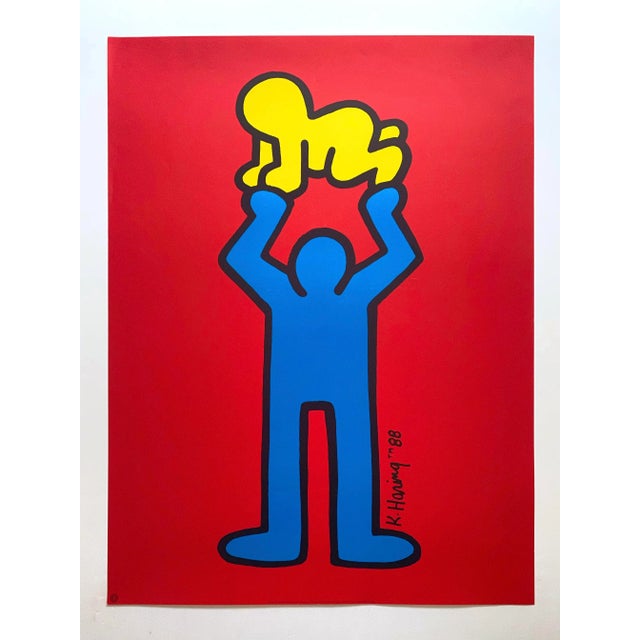 This Keith Haring Estate rare vintage 1991 offset lithograph print collector's iconic Pop Art poster " Radiant Baby "...