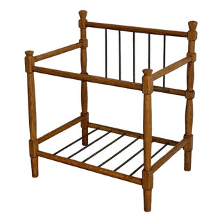 Oak Shoe Rack With Metal Spindles Danish Mid-Century Modern 1970s For Sale