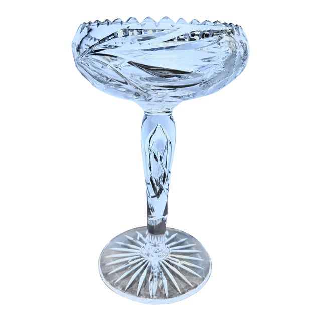 Antique American Brilliant Period Comport Bubble Stem For Sale