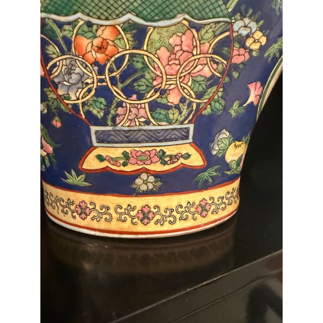Ceramic Porcelain Ceramic Asian Lidded Vessels a Pair For Sale - Image 7 of 8