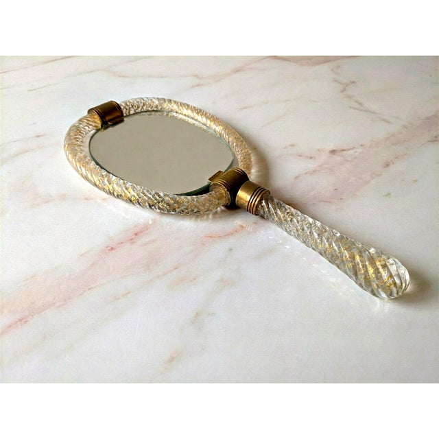 1950s Torchon Murano Glass Hand Mirror from Barovier & Toso Production, 1950s For Sale - Image 5 of 14