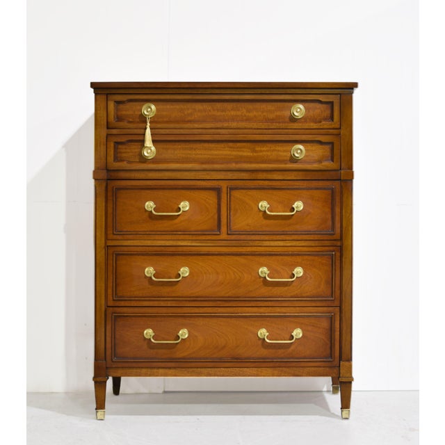 Drexel Mid Century Transitional 5 Drawer Highboy by Drexel For Sale - Image 4 of 15