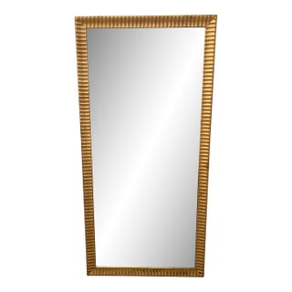 Large Vintage Beveled Gold Solid Wood Full Length Mirror For Sale