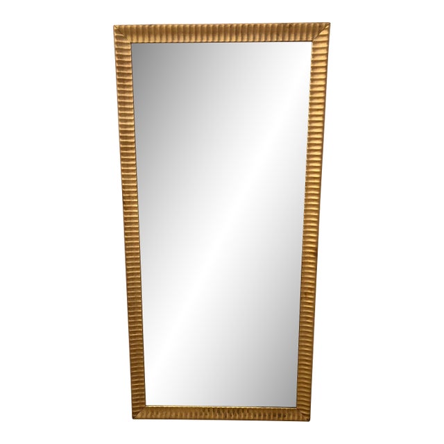 Large Vintage Beveled Gold Solid Wood Full Length Mirror For Sale
