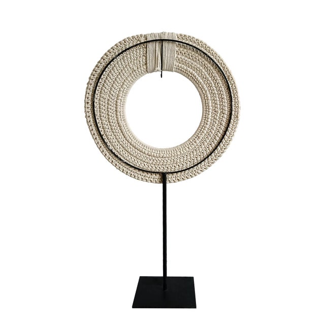 Tribal Money Cowrie & Macramé Necklace on Stand, Papua New Guinea For Sale - Image 3 of 15