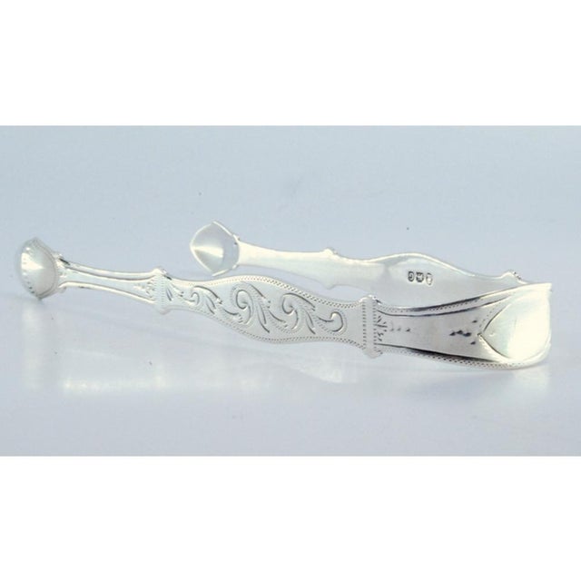 Silver Sugar Tongs with Engraving on Both Sides For Sale - Image 5 of 8