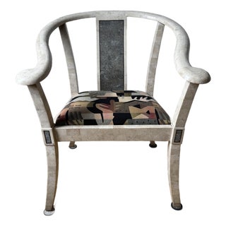 1980's Vintage Tessellated Stone Flared Arm Chair For Sale