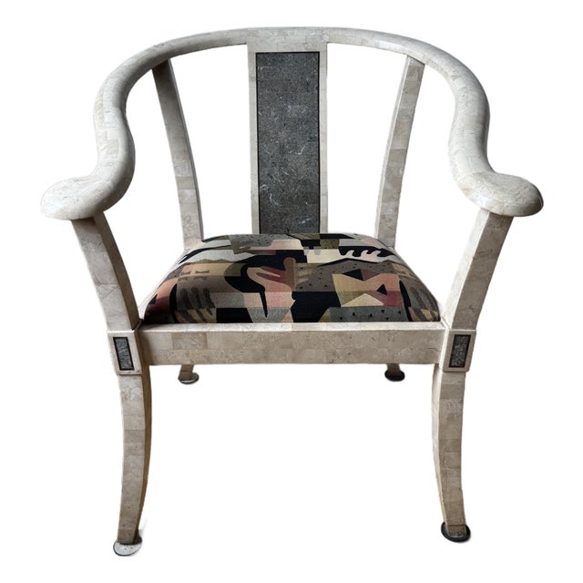 1980's Vintage Tessellated Stone Flared Arm Chair For Sale