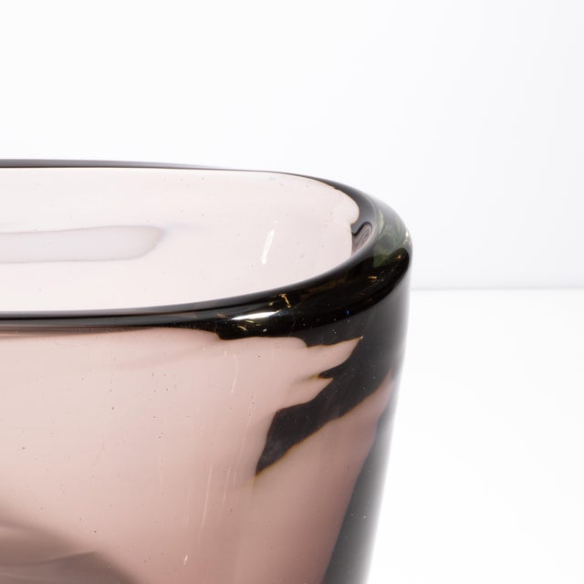 Purple Hand Blown Murano Bowl Vase Massiccio Smoky For Sale - Image 8 of 9