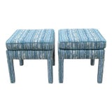Perennials Wild Child Parsons Ottomans in Tree Hugger Performance- Pair For Sale