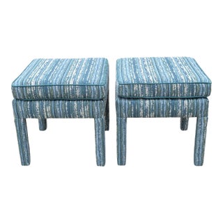 Perennials Wild Child Parsons Ottomans in Tree Hugger Performance- Pair For Sale