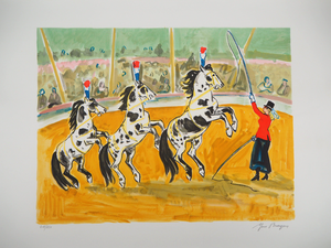 Yves Brayer, Les chevaux au cirque, Lithograph