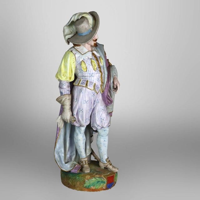 Ceramic Large 21" French Paul Duboy Bisque Porcelain Polychromed Scholar Figure C1890 For Sale - Image 7 of 15