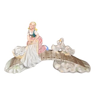 Glazed Ceramic Sculpture of Washerwoman, 1980s For Sale