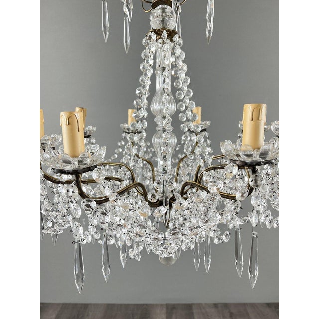 20th Century Crystal and Bronze Chandelier with Pendants For Sale - Image 11 of 13