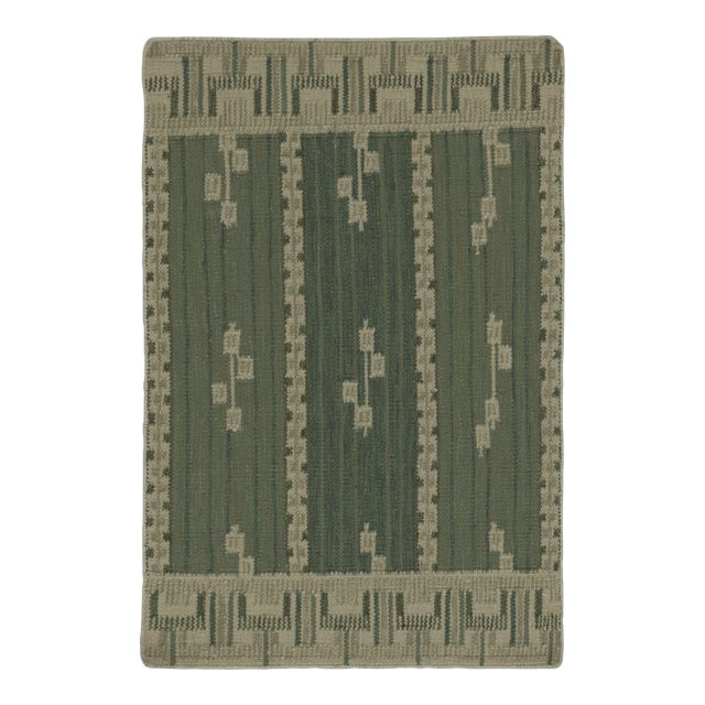 Rug & Kilim’s Scandinavian-Inspired Rug, Swedish Minimalist Geometry in Green For Sale