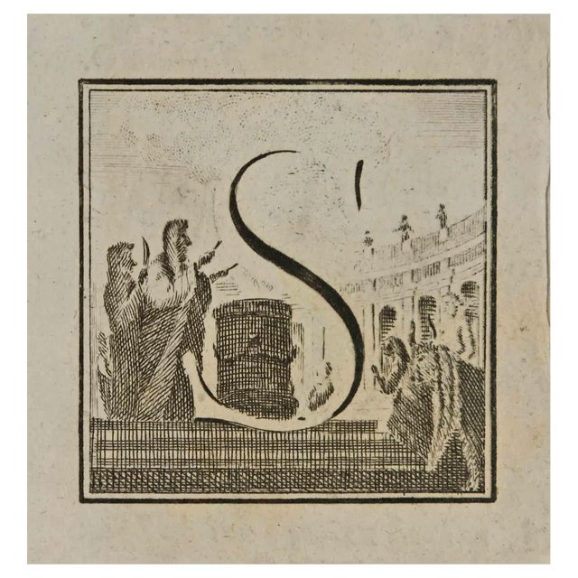 Luigi Vanvitelli, Letter of the Alphabet S, Etching, 18th Century For Sale