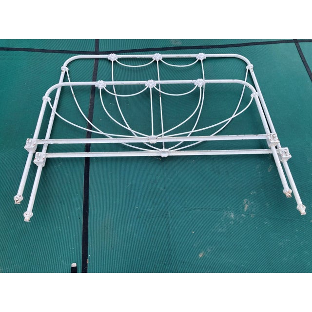 Antique Victorian Cast Iron White Headboard & Footboard For Sale - Image 10 of 10