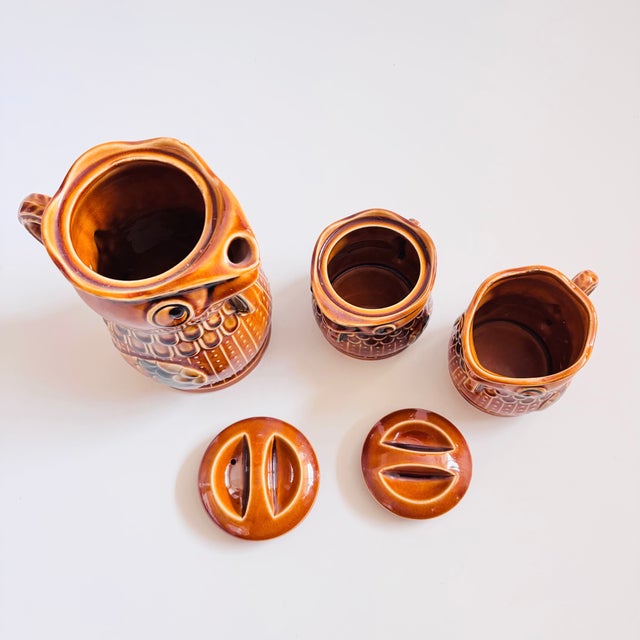 Mid Century Pottery Chicken Tea Set - Teapot, Creamer, and Sugar Bowl For Sale - Image 10 of 14