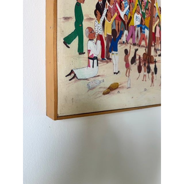 1970 Vintage Spanish Folk Carnival Oil on Canvas Painting by Fidel Fontalvo For Sale In Miami - Image 6 of 10