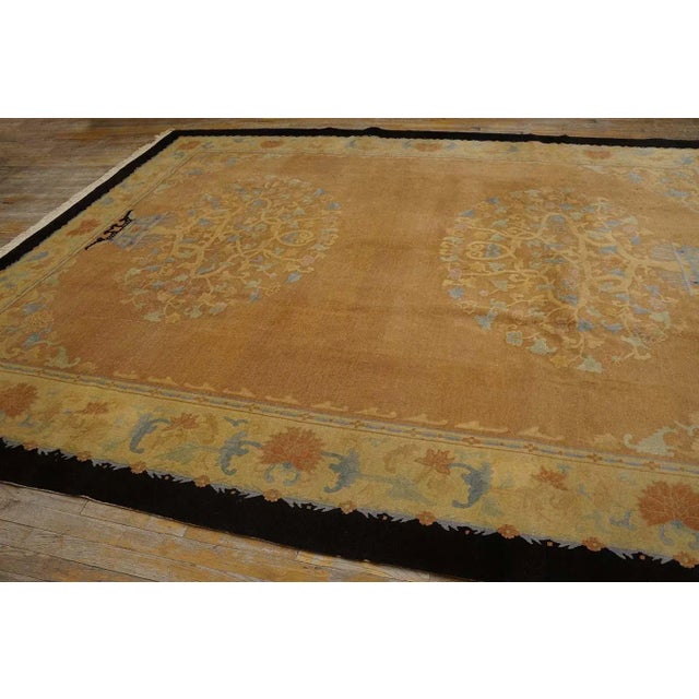 Salmon 1920s Peach Vase Floral Antique Chinese Art Deco Carpet 9' X 11' 6" Knotted Wool Rug For Sale - Image 8 of 9