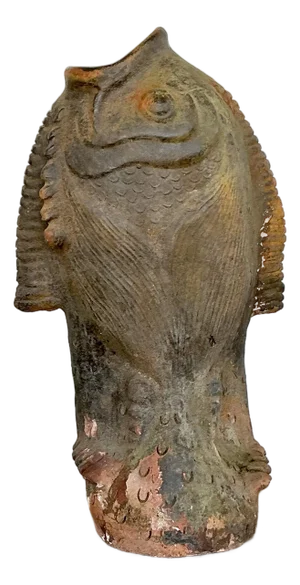 Vintage Original Studio Pottery Terracotta Fish Umbrella Stand