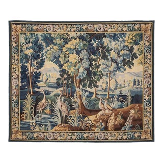 Verdure Aux Oiseaux Handwoven Tapestry - 195 X 254 Cm (6'5" X 8'4") - Requires Rod Size 6 For Sale