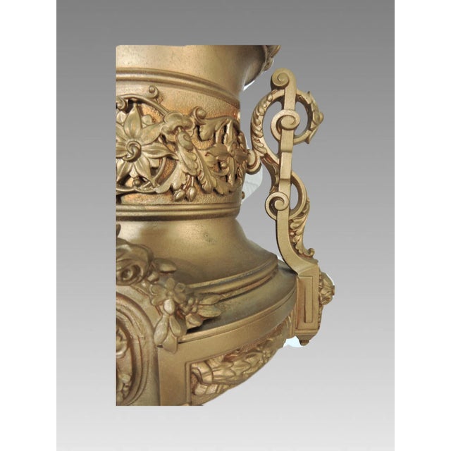 Italian Neoclassical Gold Spelter Ornamental Planters or Urns - A Pair - Italy For Sale - Image 9 of 10