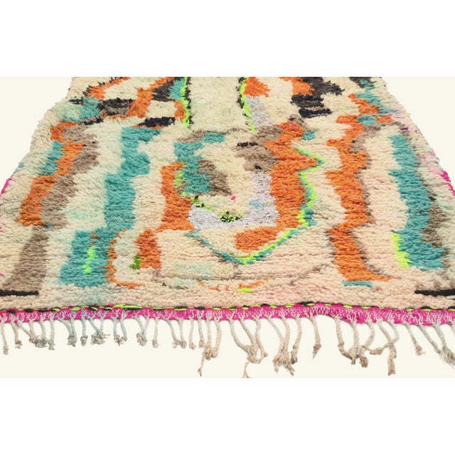 Berber Tribes of Morocco Vintage Azilal Boucherouite Moroccan Rug, 03'04 X 07'10 For Sale - Image 4 of 10