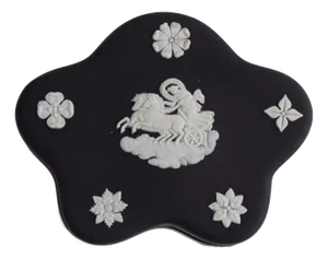 Vintage Wedgwood Black Jasperware Star-Shaped Trinket Box