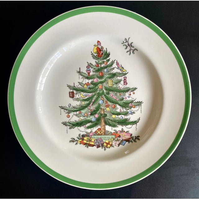 Vintage stock English made Spode "Christmas Tree" plates. The plates are unused. Deeper depth for sauces and gravy....